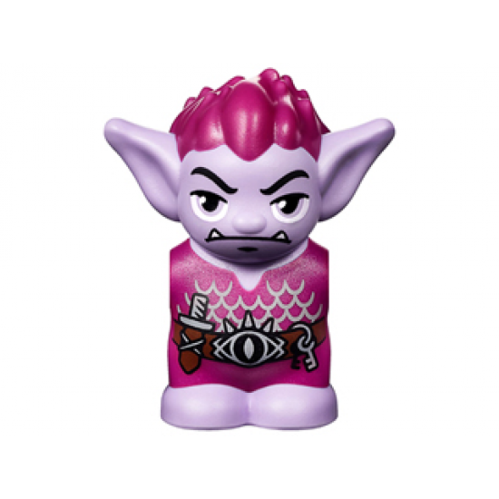 Body / Head Goblin with Pointed Ears and Magenta Spiked Hair and Tunic with Utility Belt with Goblin Eye Buckle, Knife and Keys Pattern