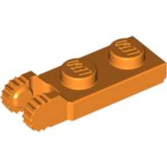 Hinge Plate 1 x 2 Locking with 2 Fingers on End and 9 Teeth with Bottom Groove