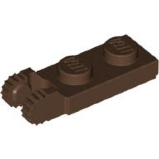 Hinge Plate 1 x 2 Locking with 2 Fingers on End and 9 Teeth with Bottom Groove