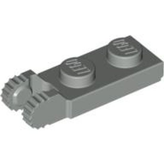 Hinge Plate 1 x 2 Locking with 2 Fingers on End and 9 Teeth with Bottom Groove