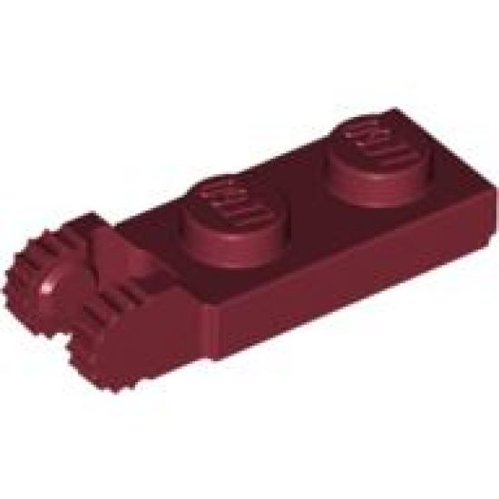 Hinge Plate 1 x 2 Locking with 2 Fingers on End and 9 Teeth with Bottom Groove