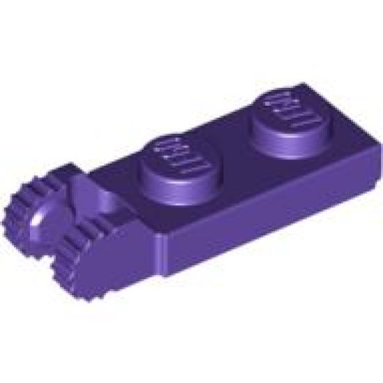 Hinge Plate 1 x 2 Locking with 2 Fingers on End and 9 Teeth with Bottom Groove