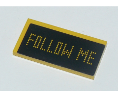 Tile 2 x 4 with Digital Yellow 'FOLLOW ME' on Black Background Pattern (Sticker) - Set 60103