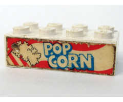 Brick 2 x 4 with Popcorn with 3 White Stripes on Bag Pattern both sides (Stickers) - Set 6390