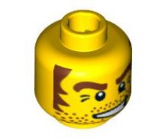 Minifigure, Head Male Stubble, Brown Eyebrows and Sideburns, White Pupils Pattern - Blocked Open Stud