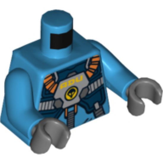 Torso Alien Conquest ADU Soldier with Protection Vest and Breathing Apparatus Pattern / Dark Azure Arms / Dark Bluish Gray Hands