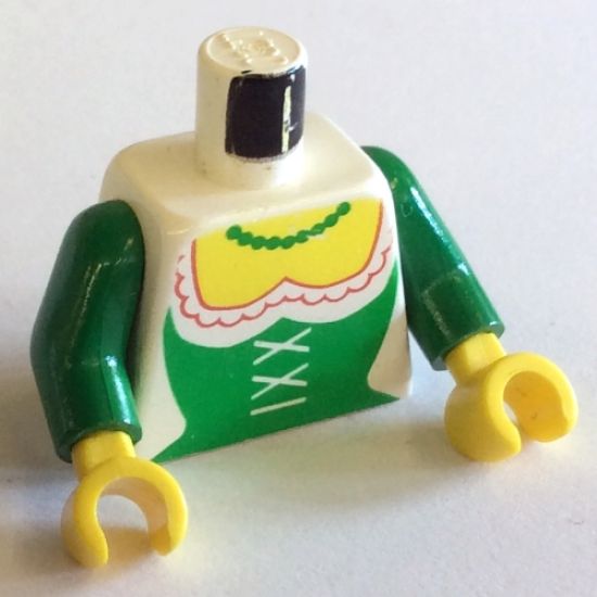 Torso Castle Forestman Green Corset and Necklace Pattern, Inside with Ribs (Reissue) / Green Arms / Yellow Hands