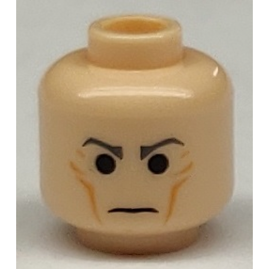 Minifigure, Head Male Cheek Lines with Dark Bluish Gray Stern Eyebrows Pattern (SW Grand Moff Tarkin) - Hollow Stud