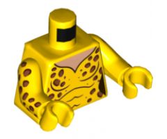 Torso Female Catsuit, Light Nougat Neck, Dark Orange Leopard Spots Pattern / Yellow Arms with Leopard Spots Pattern / Yellow Hands