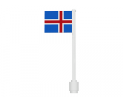 Flag on Flagpole, Straight with Iceland Pattern (Stickers)