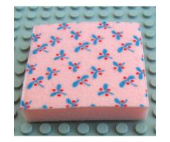 Foam Scala, 7 x 7 Cloth Top, Blue Leaves and Red Berries Pattern