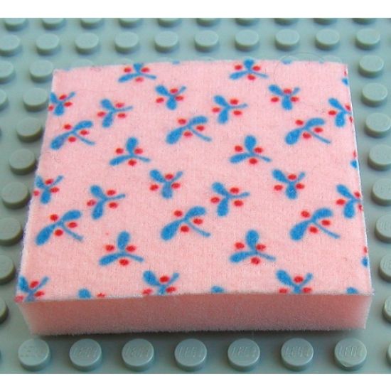 Foam Scala, 7 x 7 Cloth Top, Blue Leaves and Red Berries Pattern