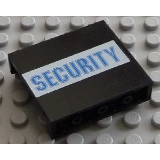 Panel 1 x 4 x 3 - Hollow Studs with Blue 'SECURITY' on White Background Pattern (Sticker) - Set 7033