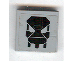 Tile 2 x 2 with Black Exo-Force Skull Pattern (Sticker) - Set 7709