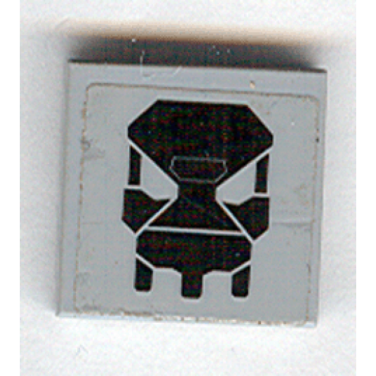 Tile 2 x 2 with Black Exo-Force Skull Pattern (Sticker) - Set 7709