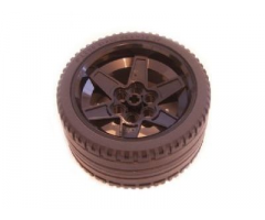 Wheel & Tire Assembly 56mm D. x 34mm Technic Racing Medium, 6 Pin Holes with Black Tire 68.8 x 36 ZR (15038 / 44771)
