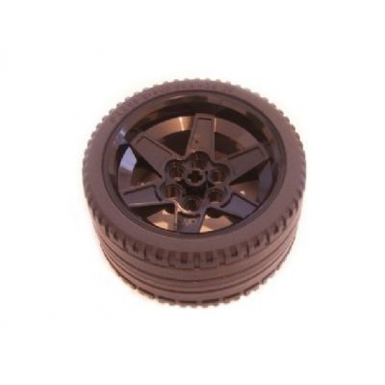 Wheel & Tire Assembly 56mm D. x 34mm Technic Racing Medium, 6 Pin Holes with Black Tire 68.8 x 36 ZR (15038 / 44771)