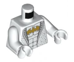 Torso Suit Jacket with Silver Lapels and Spots, Gold Batman Logo and Silver Muscles Pattern / White Arms / White Hands