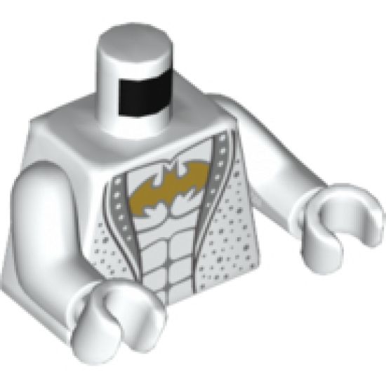Torso Suit Jacket with Silver Lapels and Spots, Gold Batman Logo and Silver Muscles Pattern / White Arms / White Hands