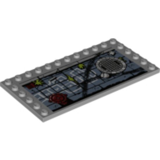 Tile, Modified 6 x 12 with Studs on Edges with Hopscotch Grid and Manhole Cover Pattern