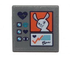 Road Sign 2 x 2 Square with Open O Clip with Bunny on Orange Square Pattern (Sticker) - Set 41403