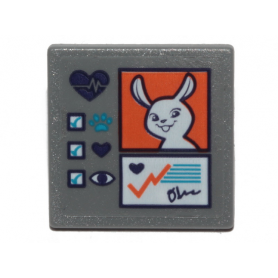 Road Sign 2 x 2 Square with Open O Clip with Bunny on Orange Square Pattern (Sticker) - Set 41403