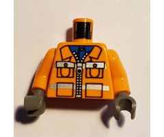 Torso Town Construction Zipper Jacket, Blue Shirt, Safety Stripes Pattern / Orange Arms / Dark Gray Hands