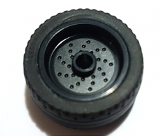 Wheel & Tire Assembly 18mm D. x 12mm with Pin Hole and Stud, Dotted Brake Rotor Lines with Black Tire 24 x 12 Low (66727 / 18977)