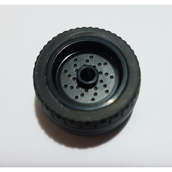 Wheel & Tire Assembly 18mm D. x 12mm with Pin Hole and Stud, Dotted Brake Rotor Lines with Black Tire 24 x 12 Low (66727 / 18977)