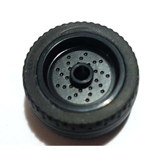 Wheel & Tire Assembly 18mm D. x 12mm with Pin Hole and Stud, Dotted Brake Rotor Lines with Black Tire 24 x 12 Low (66727 / 18977)