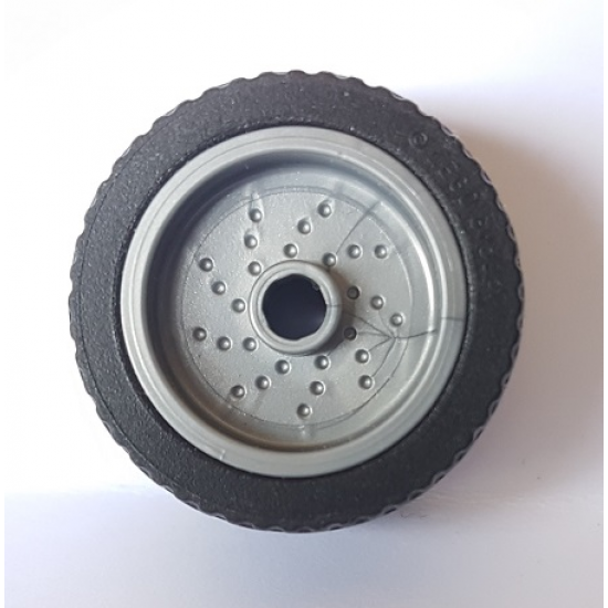 Wheel & Tire Assembly 18mm D. x 12mm with Pin Hole and Stud, Dotted Brake Rotor Lines with Black Tire 24 x 12 Low (66727 / 18977)