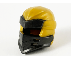 Minifigure, Headgear Ninjago Wrap Type 7 with 4 Slits on Front and Pearl Gold Fabric Pattern