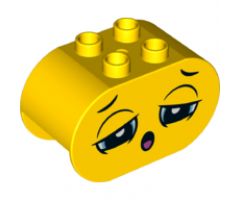 Duplo, Brick 2 x 4 x 2 Rounded Ends with Tired Face and Sleeping Face on Reverse Pattern