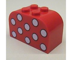 Slope, Curved 4 x 2 x 2 Double with Four Studs with Dots White Pattern