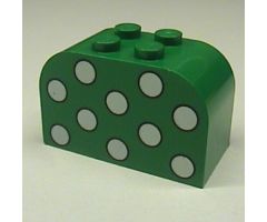 Slope, Curved 4 x 2 x 2 Double with Four Studs with Dots White Pattern
