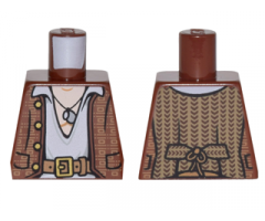 Torso PotC Vest with Gold Design with White Open Shirt, Belt and Pendant Pattern