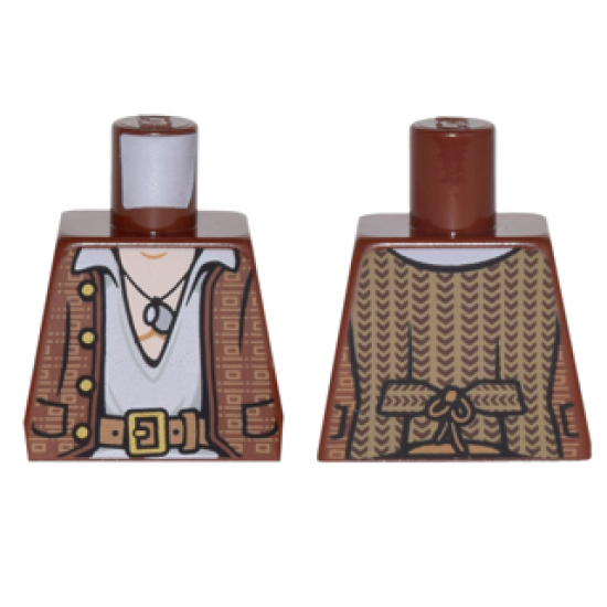 Torso PotC Vest with Gold Design with White Open Shirt, Belt and Pendant Pattern