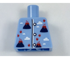 Torso Pajamas with Volcanoes with Lava and Fire and White Clouds Pattern