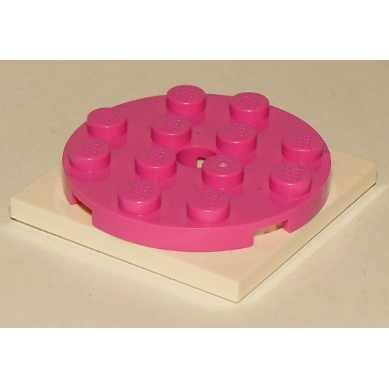 Turntable 4 x 4 x 2/3 Top with White Square Base, Free-Spinning (60474 / 61485)