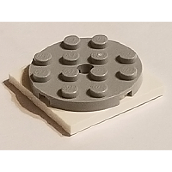 Turntable 4 x 4 x 2/3 Top with White Square Base, Free-Spinning (60474 / 61485)