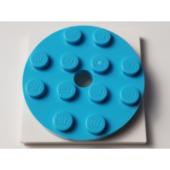 Turntable 4 x 4 x 2/3 Top with White Square Base, Free-Spinning (60474 / 61485)