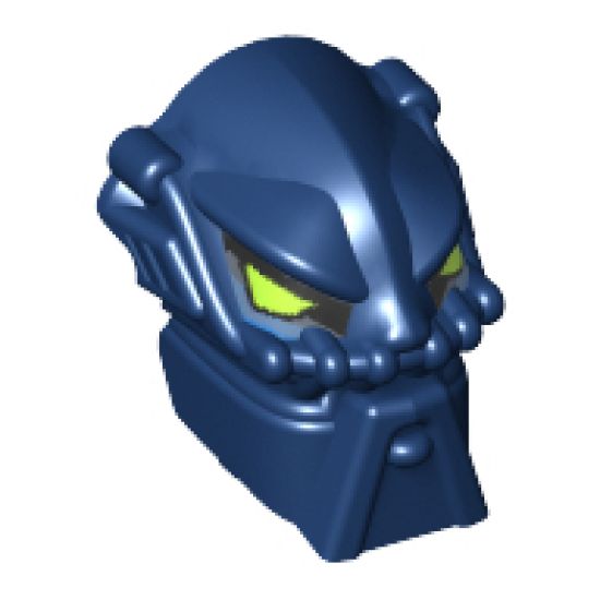 Minifigure, Head, Modified Bionicle Inika Toa Hahli with Lime Eyes Pattern