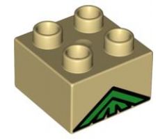 Duplo, Brick 2 x 2 with Green Lattice Peak Pattern