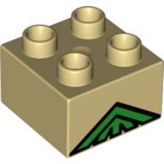 Duplo, Brick 2 x 2 with Green Lattice Peak Pattern