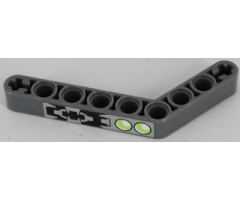 Technic, Liftarm 1 x 9 Bent (6 - 4) Thick with Lime Double Lights and Mechanical Pattern (Sticker) - Set 8118