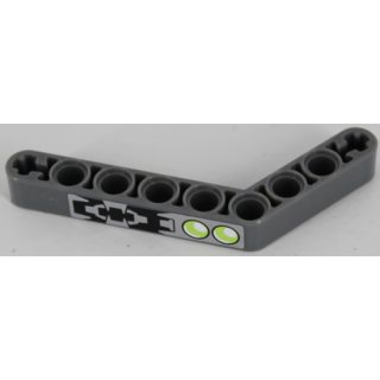 Technic, Liftarm 1 x 9 Bent (6 - 4) Thick with Lime Double Lights and Mechanical Pattern (Sticker) - Set 8118