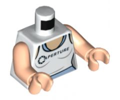 Torso Female Outline, White Tank Top with 'APERTURE' over Bright Light Blue Tank Top Pattern / Light Nougat Arms / Light Nougat Hands
