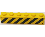 Brick 1 x 6 with Black and Yellow Danger Stripes Pattern Full Length (Sticker) - Set 60122