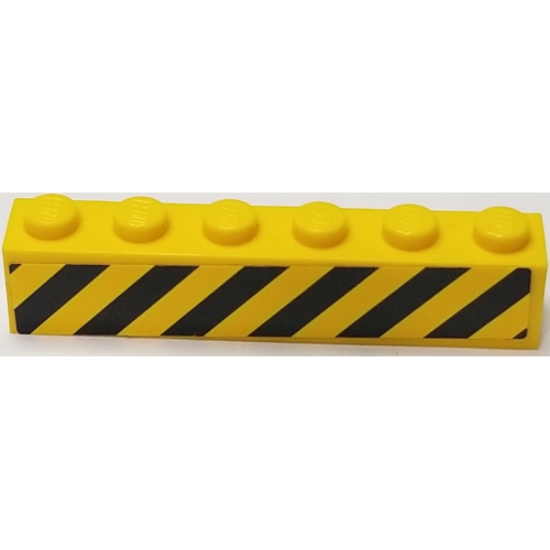 Brick 1 x 6 with Black and Yellow Danger Stripes Pattern Full Length (Sticker) - Set 60122