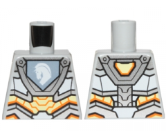 Torso Nexo Knights Armor with Orange and Gold Circuitry and Emblem with White Horse Pattern